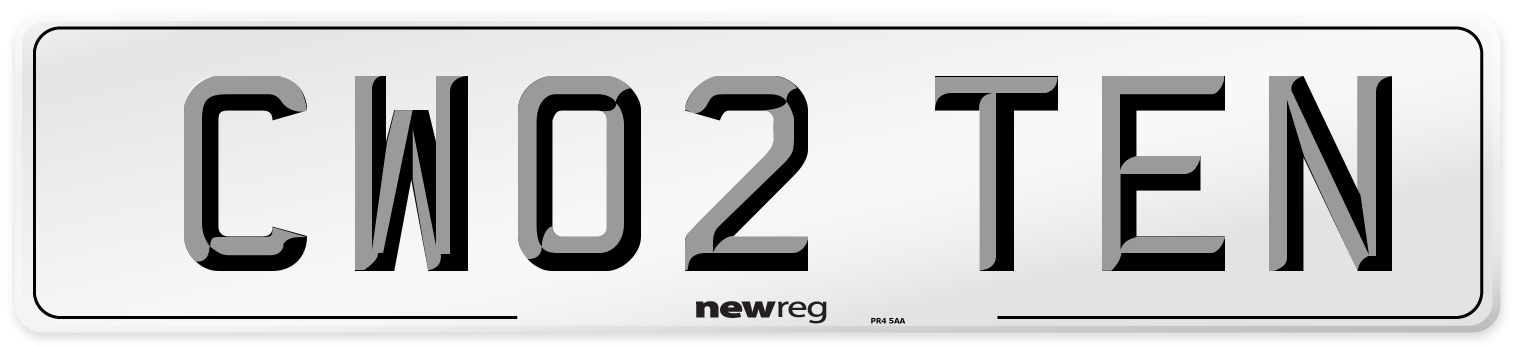 CW02 TEN Number Plate from New Reg